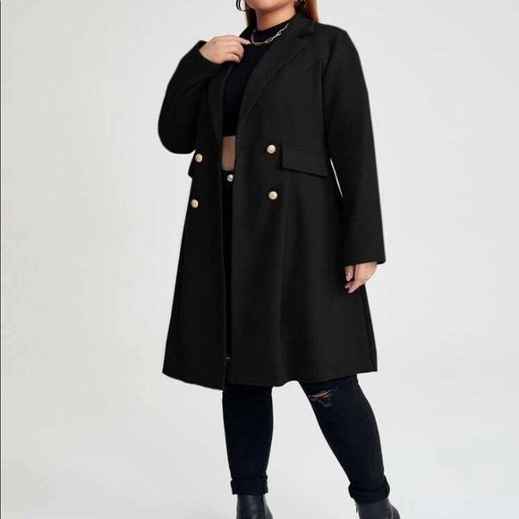 Classic Black Button up Long Jacket Coat - Picture 15 of 16